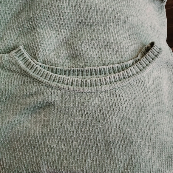 LC Lauren Conrad Mint Green Fuzzy Sweater Bow Sleeve Hi Low Women's Medium M EUC - Picture 6 of 13